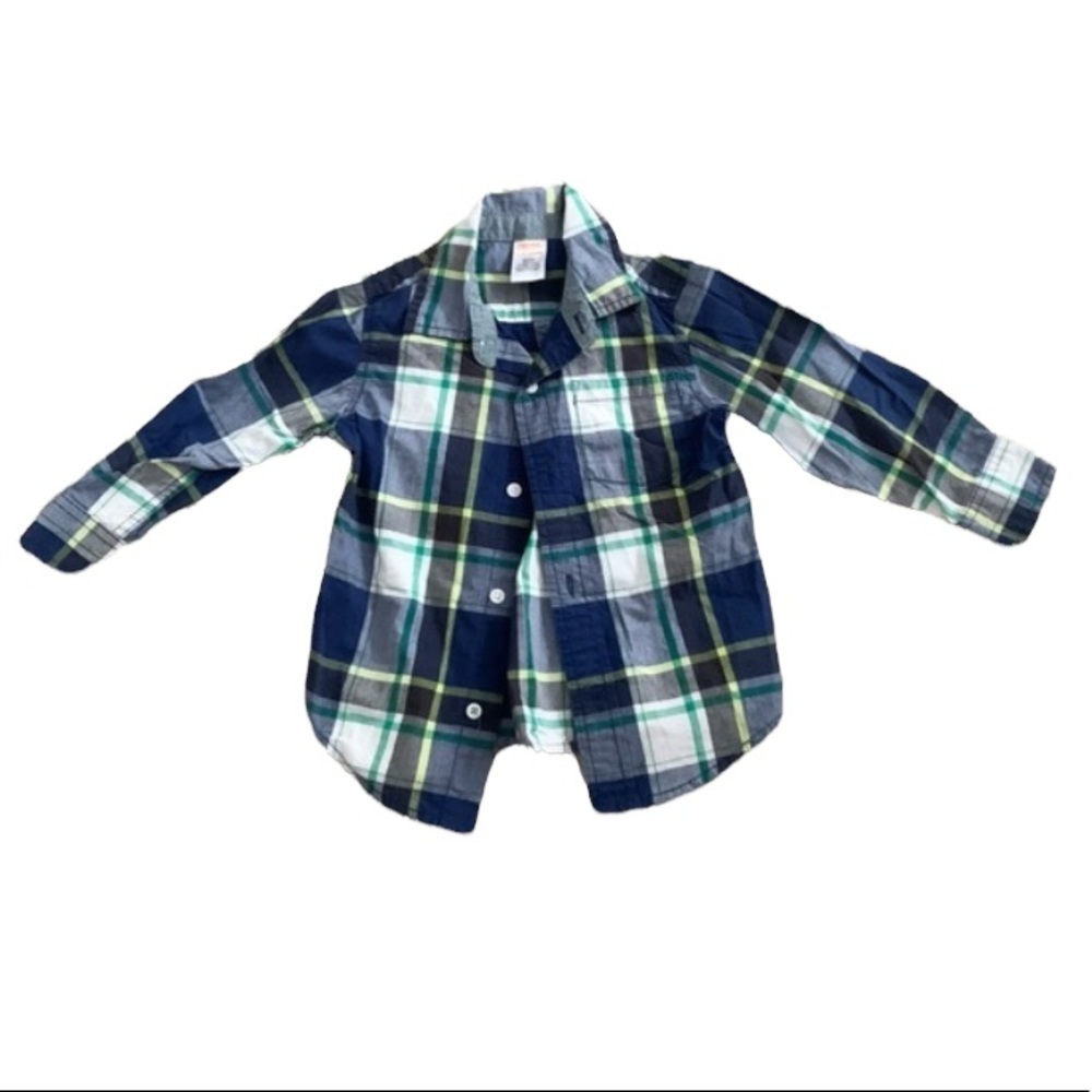 Gymboree | Long Sleeve Button Up Shirt 18-24 Month aPlaid Blue Green